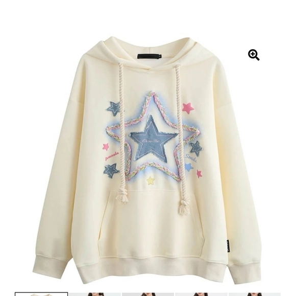 Cream Star Patch Hoodie, Pre-owned Excellent Conditions, Sz XL $37 - Picture 1 of 8